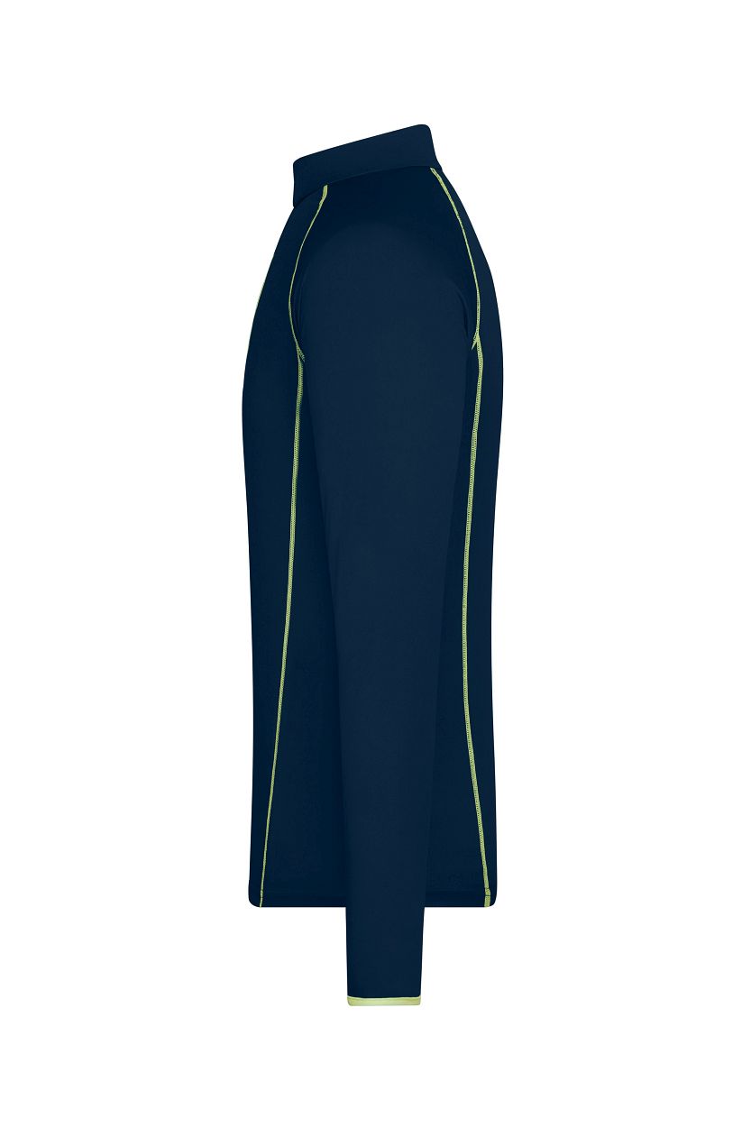 Men's Sports Shirt Long-Sleeved "JN498" in Navy/Bright-Yellow, Größe 2XL - Daiber