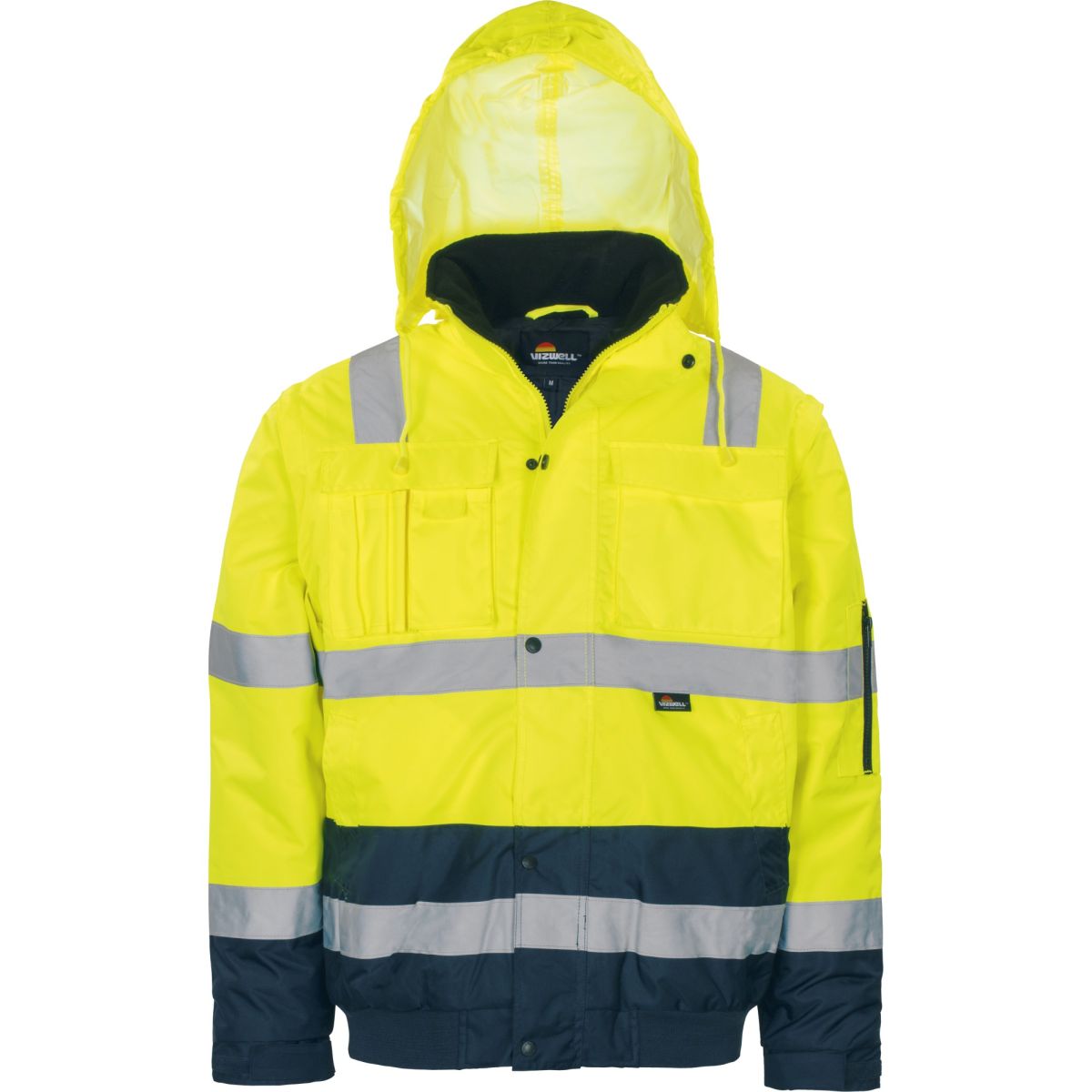 Pilotenjacke mit Schulterreflex leuchtgelb-marine von Vizwell