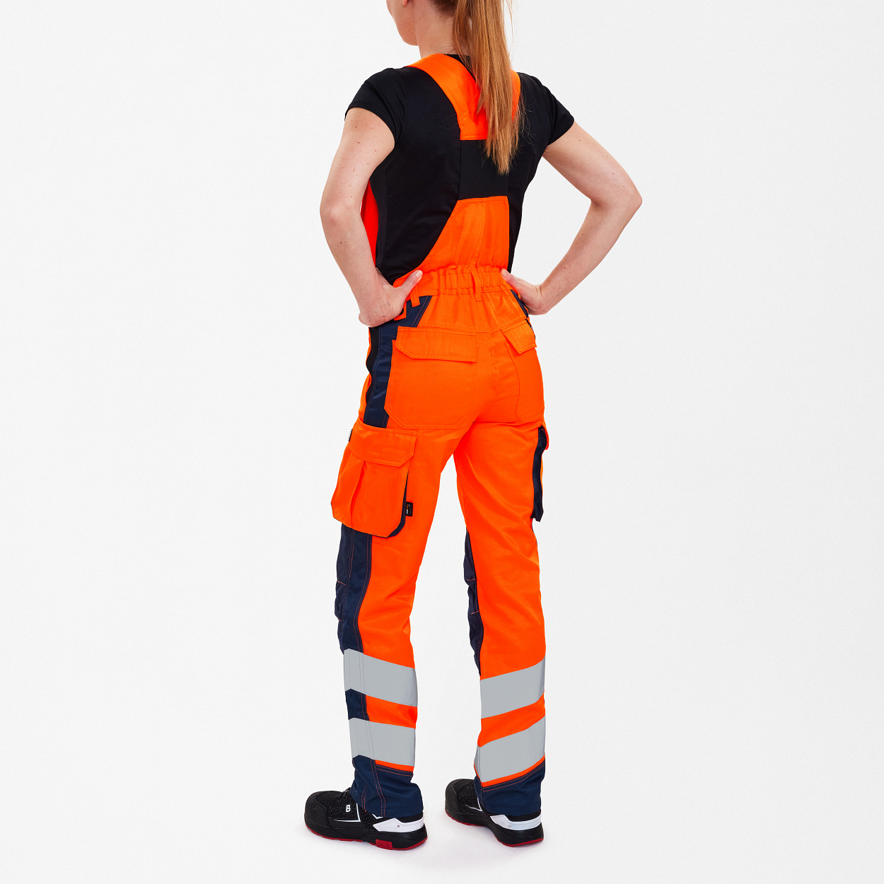 ENGEL Safety Light Damen Latzhose in Orange/Blue ink, Größe 48