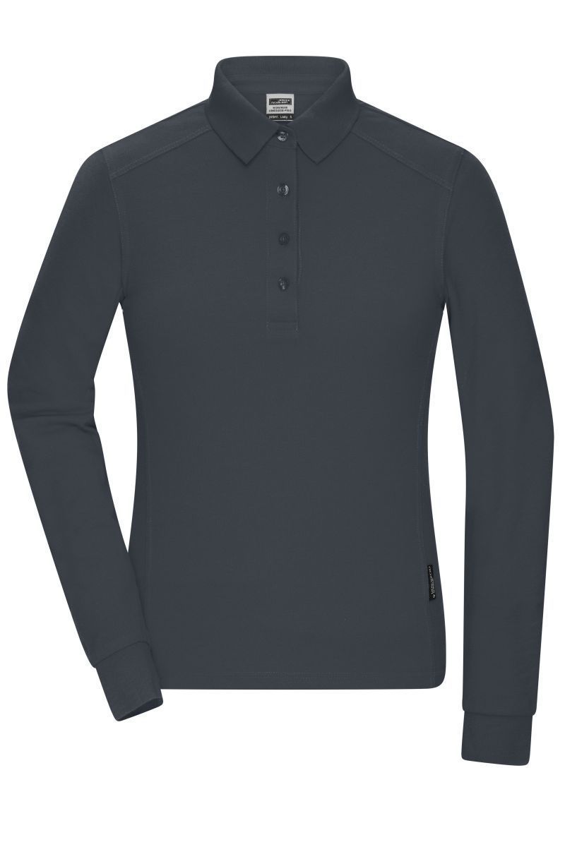 JN1841 Damen Workwear-Longsleeve Polo in Carbon, Größe M von James & Nicholson