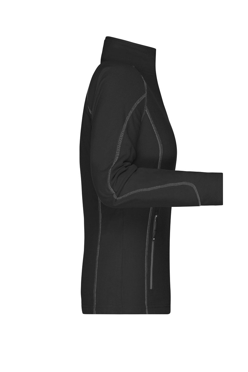 Ladies' Structure Fleece Jacket "JN596" in Black/Carbon, Größe 2XL - Daiber