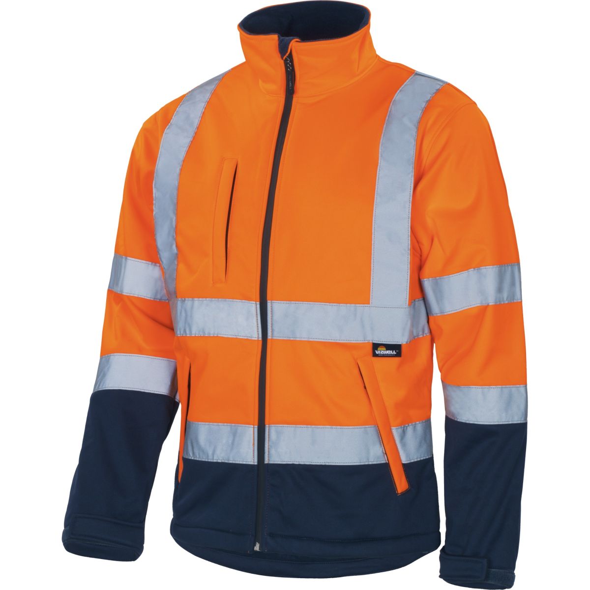 Kontrast-Softshelljacke leuchtorange-marine in Gr. XXL von Vizwell