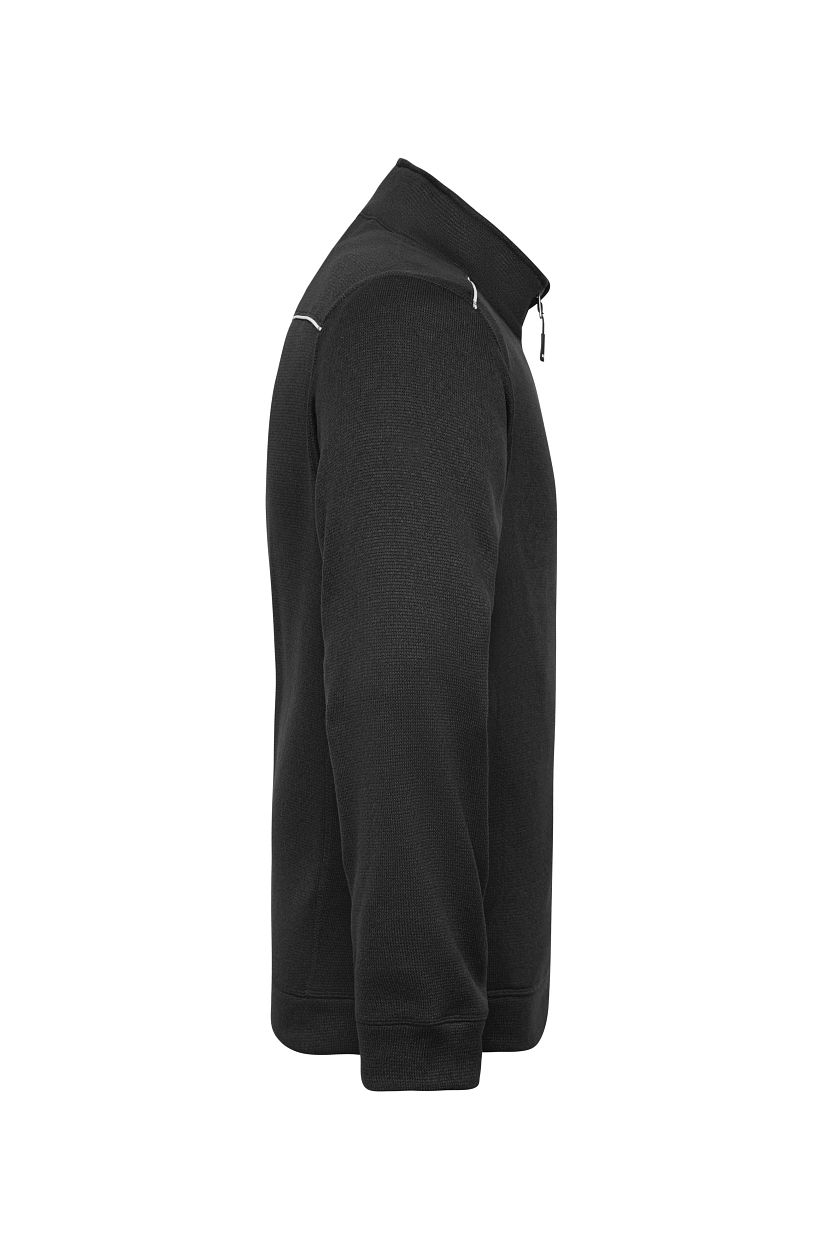 Men's Knitted Workwear Fleece Jacket - SOLID - "JN898" in Black/Black, Größe 6XL - Daiber