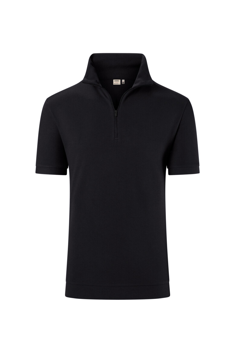 HAKRO 534 Zip-Shirt Piqué MIKRALINAR® ECO in Schwarz, Größe 6XL