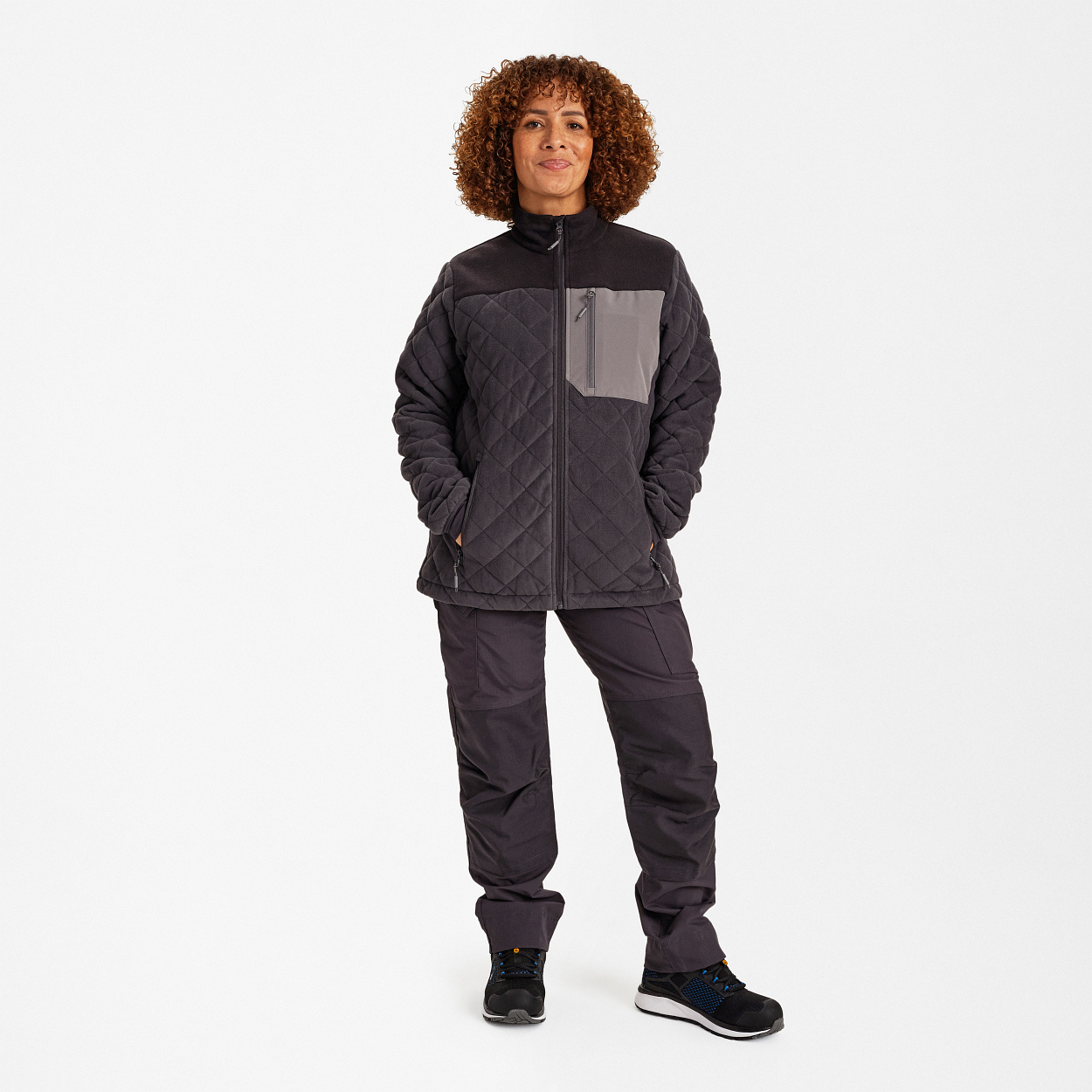 ENGEL Entire Damen Gestepptes-Fleecejacke in Anthrazitgrau/Schwarz, Größe XS