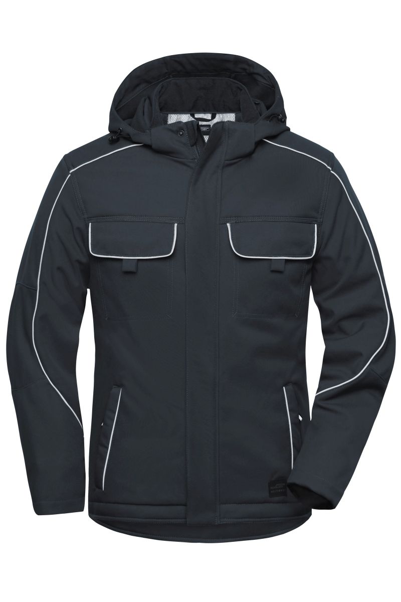 JN886 Workwear Softshell gefütterte Jacke - SOLID - in Carbon, Größe 3XL von James & Nicholson