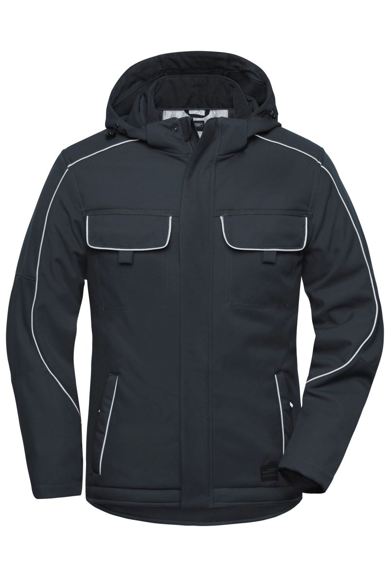 JN886 Workwear Softshell gefütterte Jacke - SOLID - in Carbon, Größe 3XL von James & Nicholson JN886 Workwear Softshell gefütterte Jacke - SOLID - in Carbon, Größe 3XL von James & Nicholson