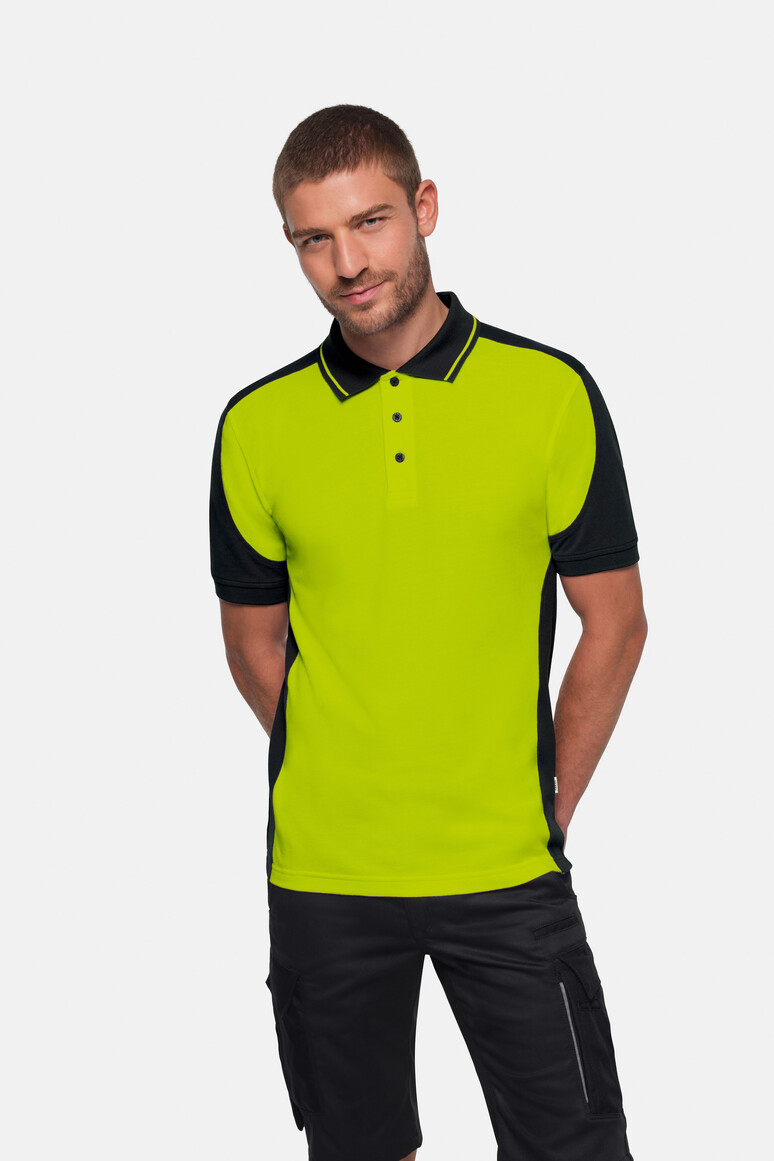 HAKRO 539 Poloshirt Contrast MIKRALINAR® ECO in Kiwi/Schwarz, Größe 6XL