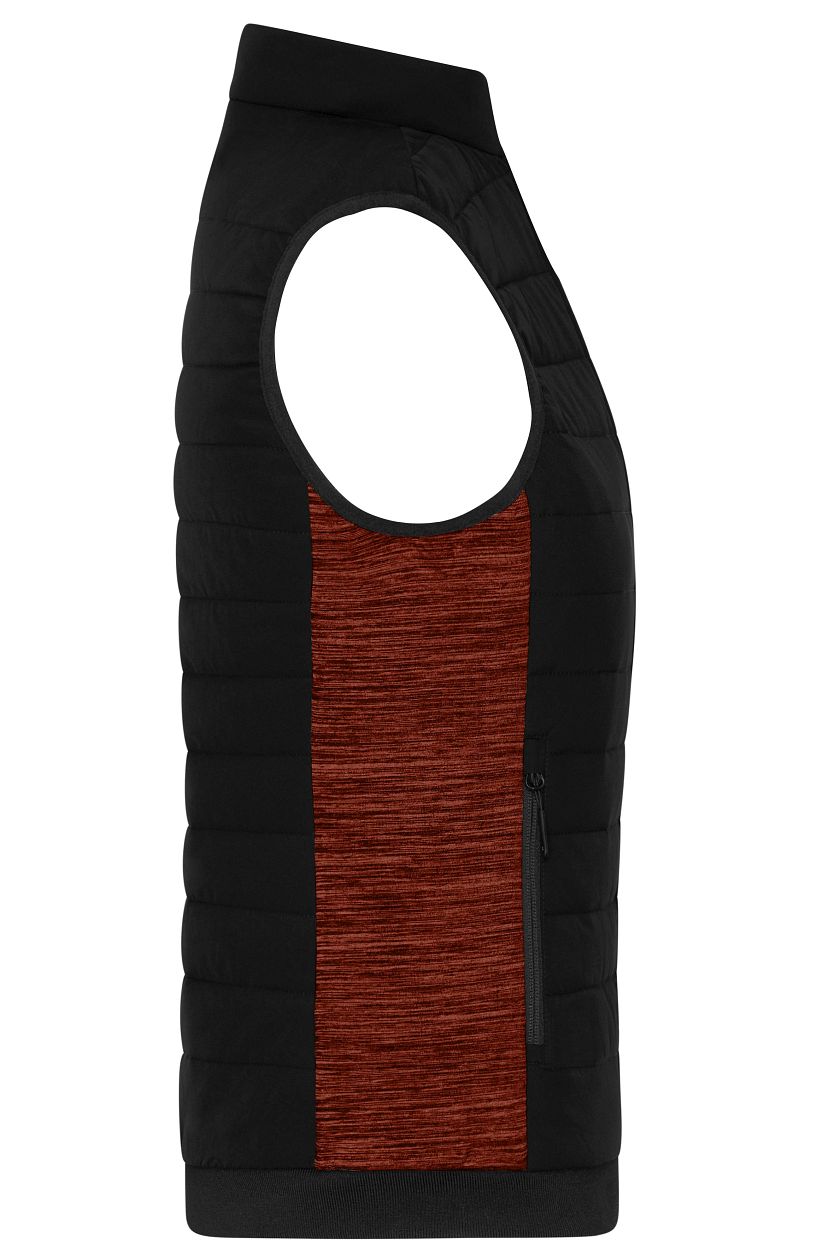 Ladies' Padded Hybrid Vest "JN1863" in Black/Red-Melange, Größe 4XL - Daiber