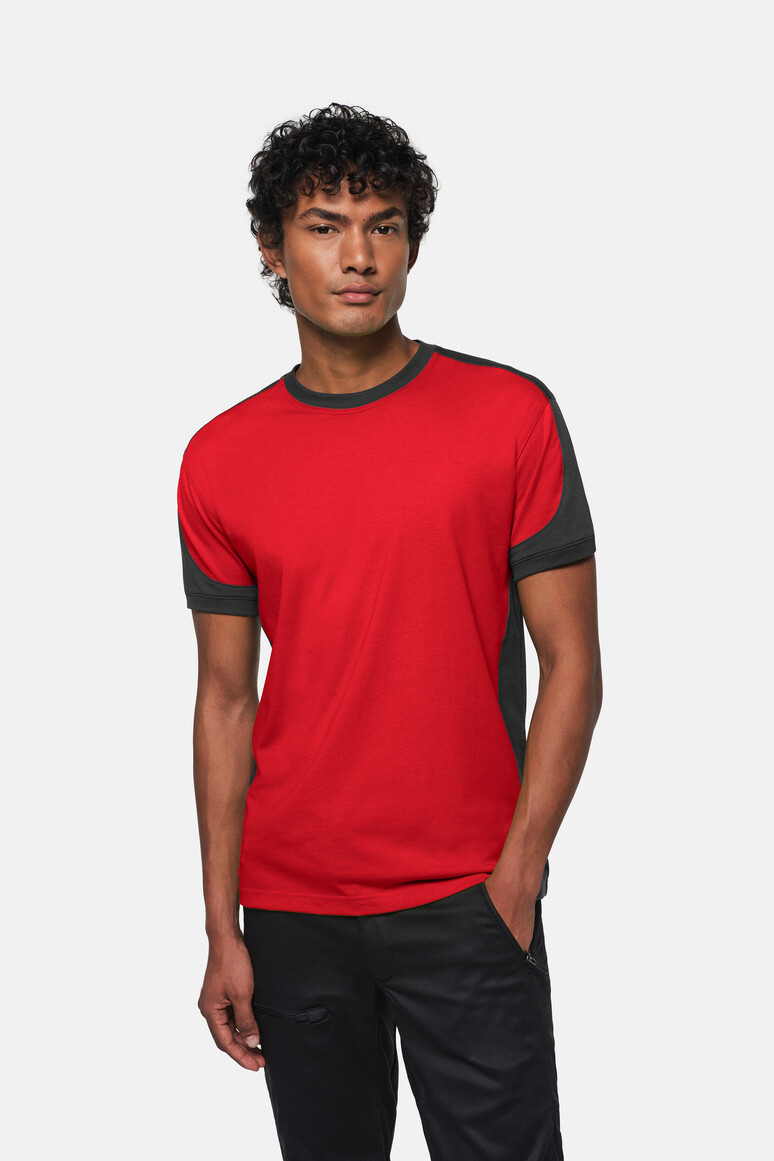 HAKRO 290 T-Shirt Contrast MIKRALINAR® in Rot/Anthrazit, Größe 6XL