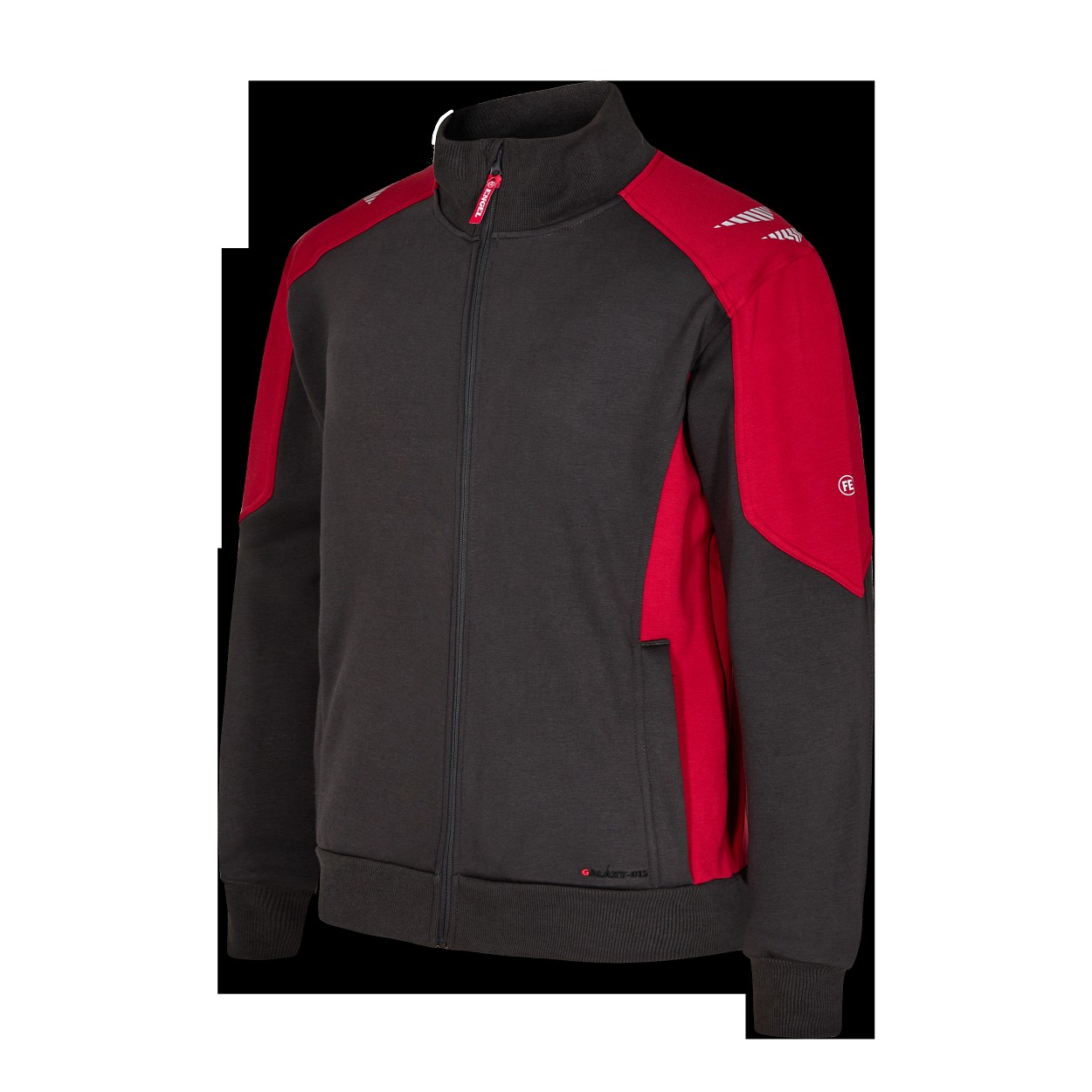 ENGEL Galaxy Sweatcardigan mit Kragen in Anthrazit Grau/Tomato Red, Größe XS