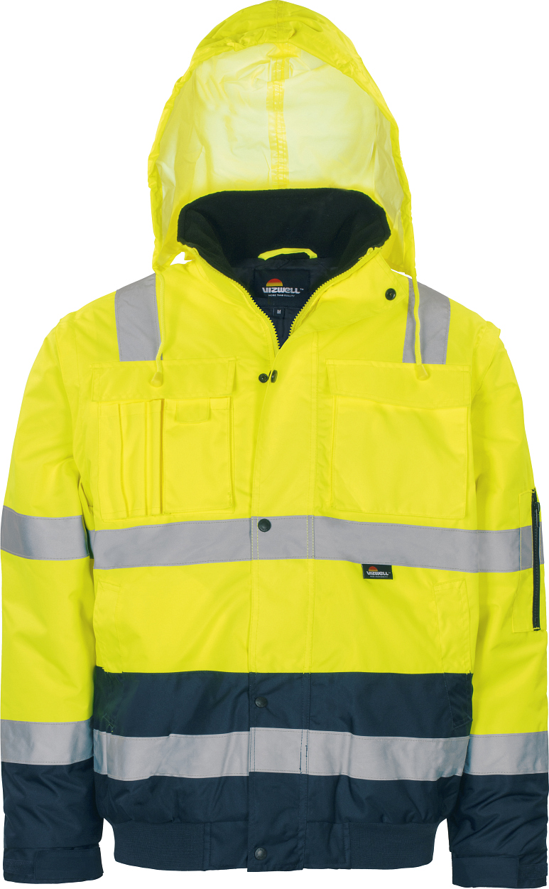 Pilotenjacke mit Schulterreflex leuchtgelb-marine in Gr. XXL von Vizwell