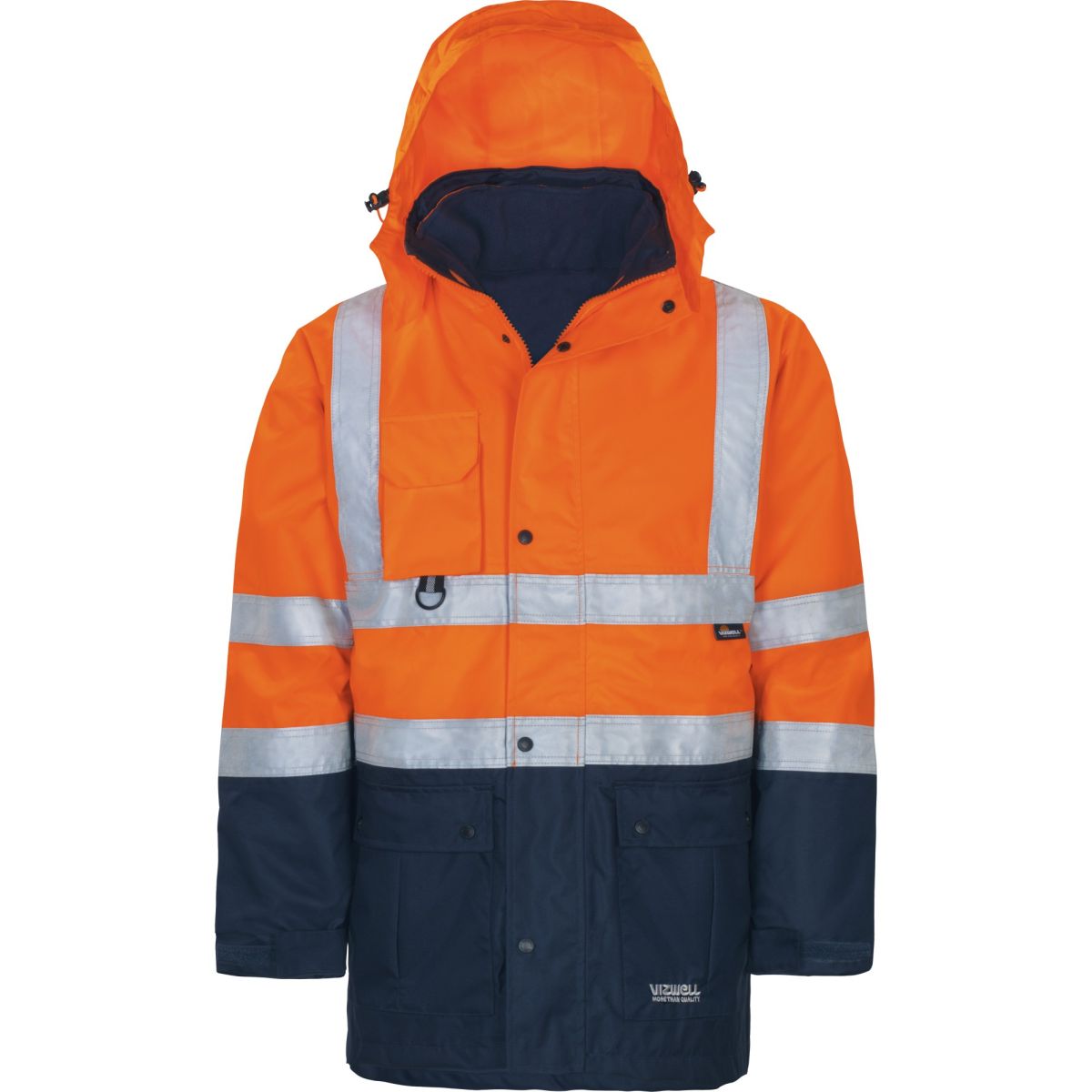 Regen- Warnschutz-Kontrast-Parka leuchtorange-marine von Vizwell