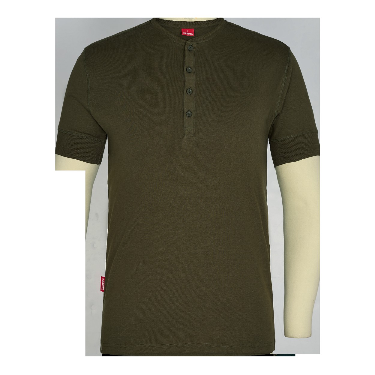 ENGEL Extend Grandad T-Shirt in Forest Green, Größe XS