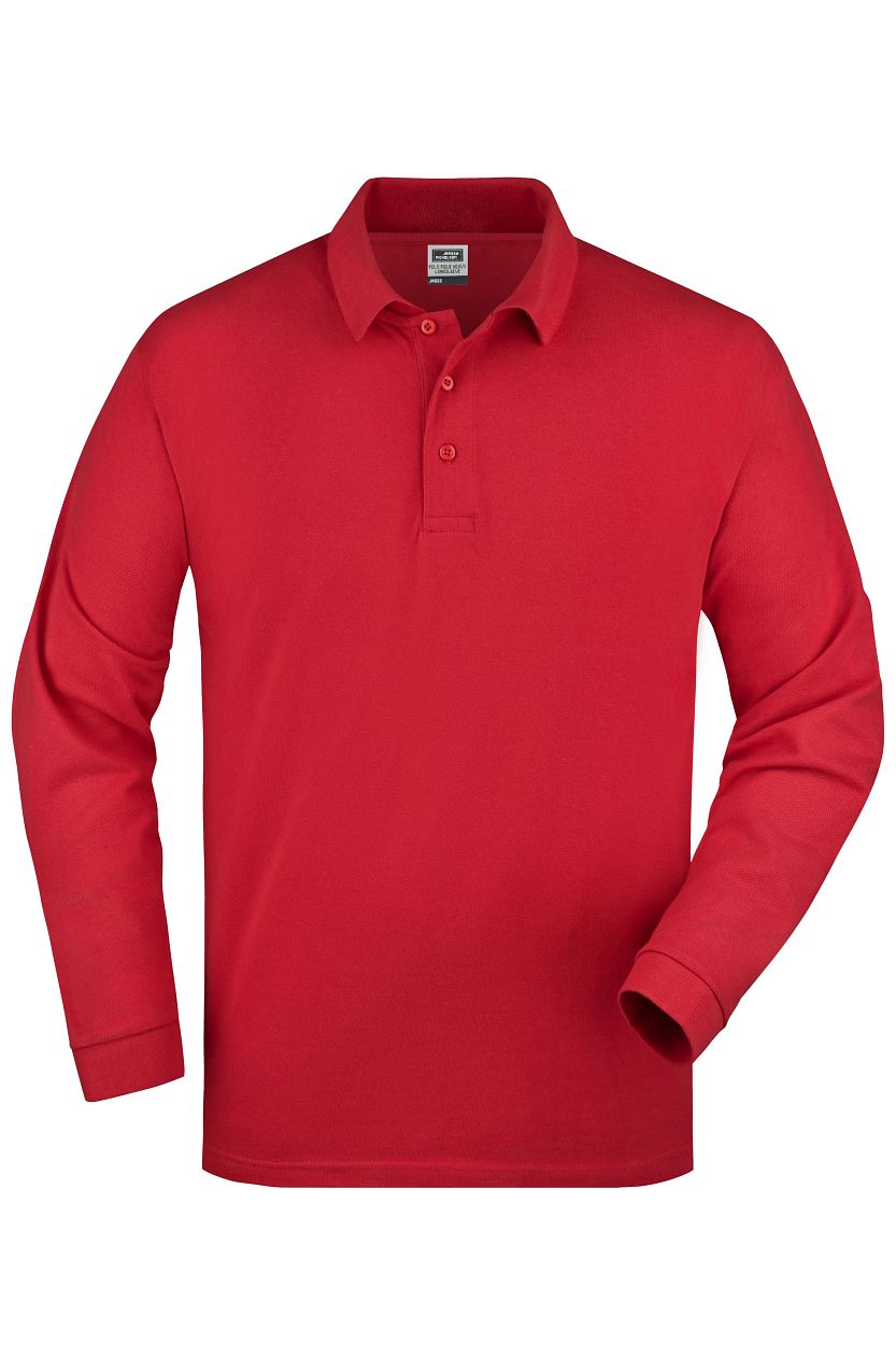 Polo-Piqué Long-Sleeved "JN022" in Red, Größe 2XL - Daiber