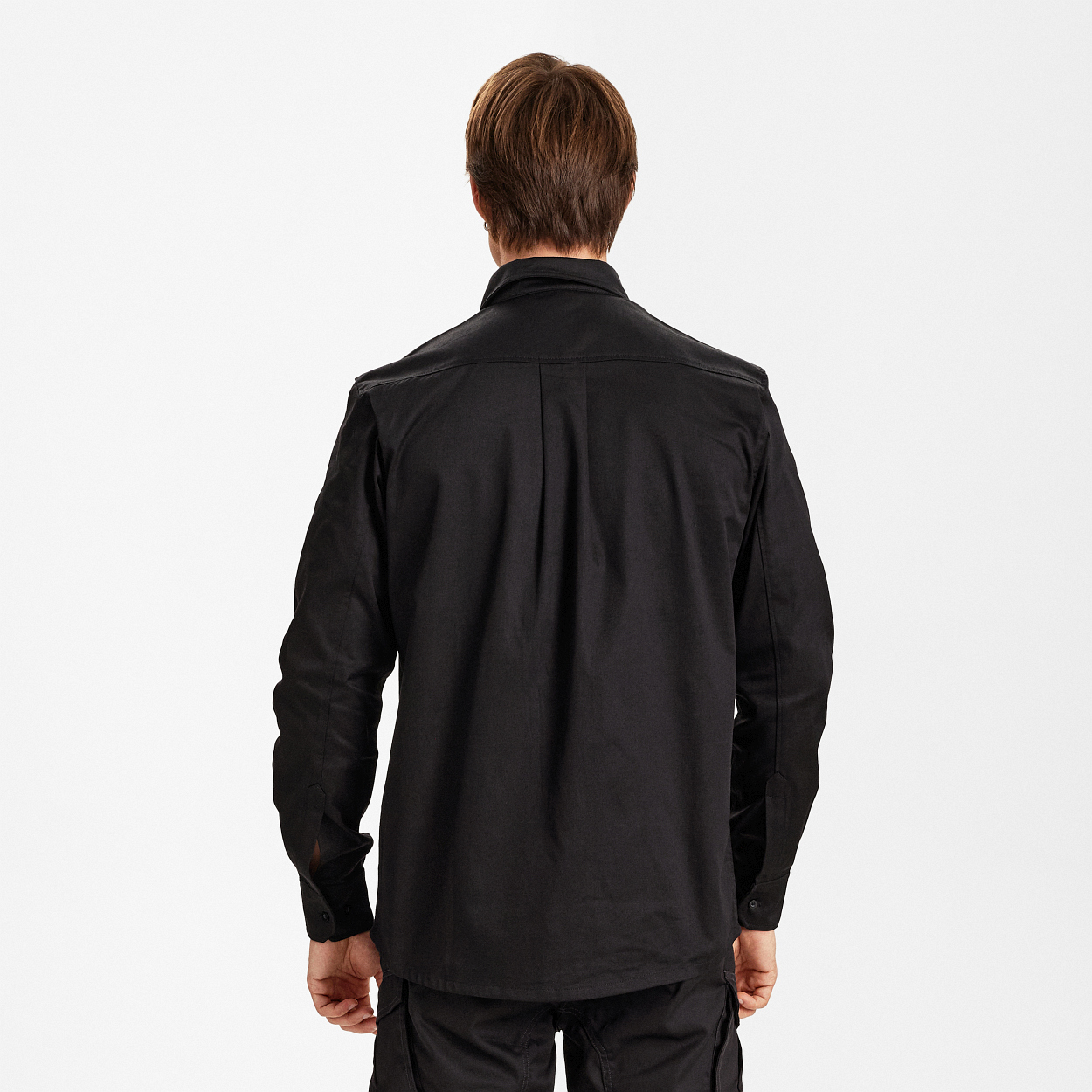 ENGEL Extend Baumwolle Langarm-Hemd in Schwarz, Größe XS