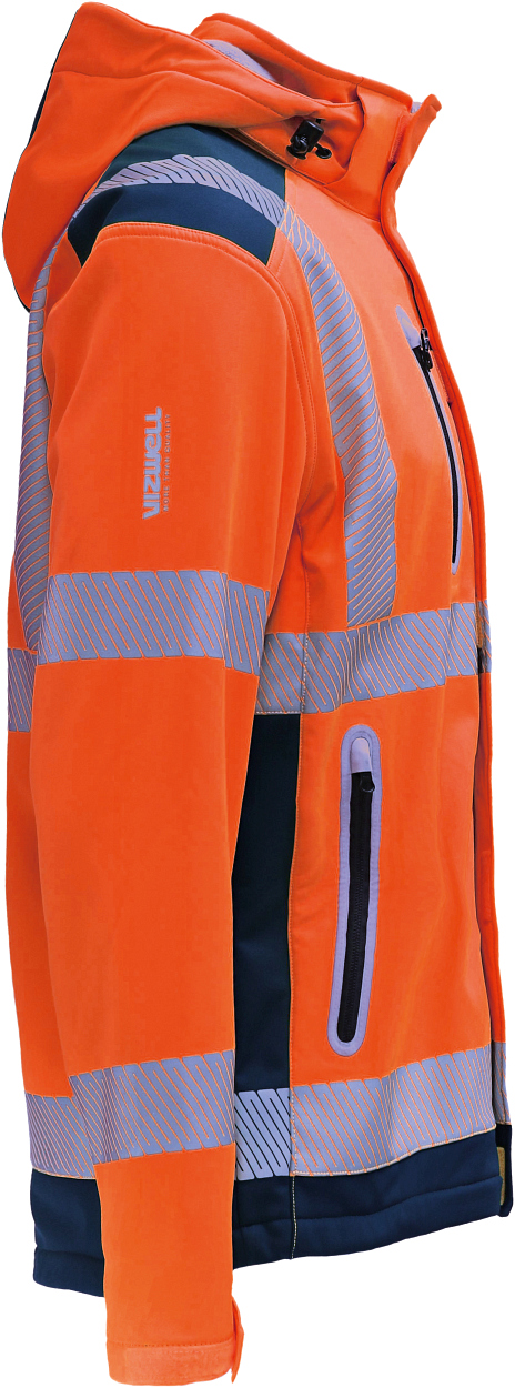 Kontrast-Softshelljacke leuchtorange-marine in Gr. XXL von Vizwell