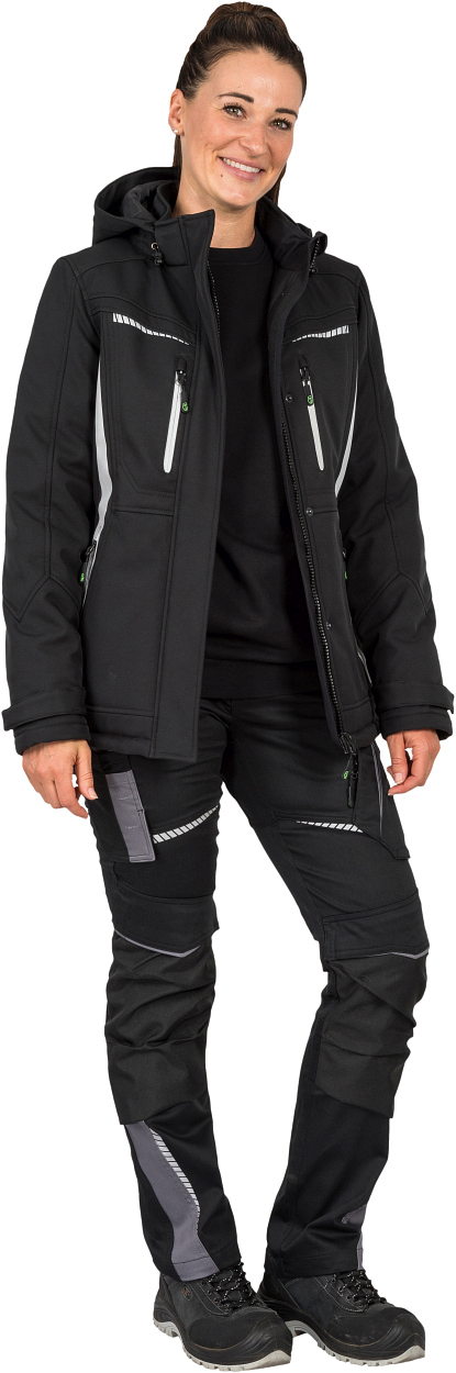 Damen Winter-Softshelljacke Schwarz FLXDI, Gr. 52 von Leibwächter