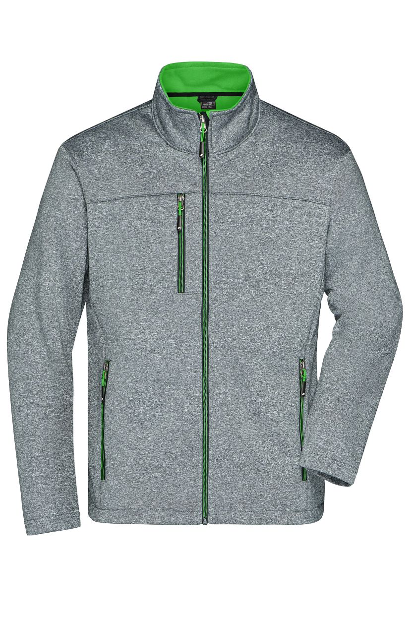 Men's Softshell Jacket "JN1148" in Dark-Melange/Green, Größe 3XL - Daiber