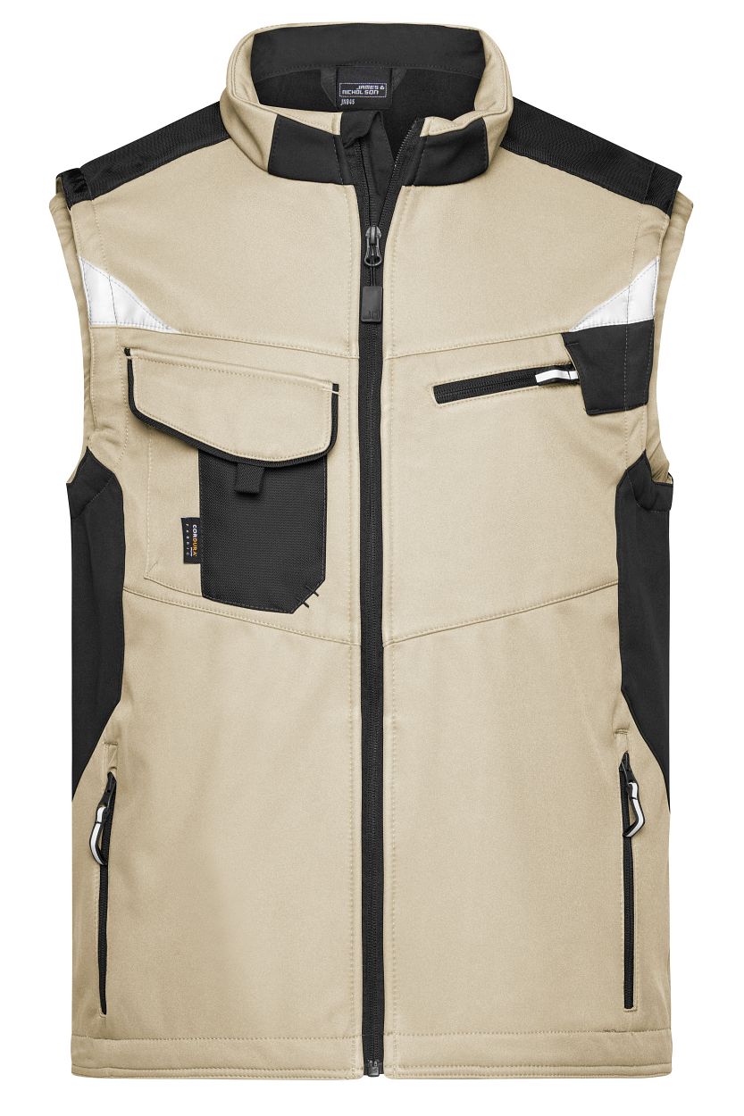 Workwear Softshell Vest - STRONG - "JN845" in Stone/Black, Größe 6XL - Daiber