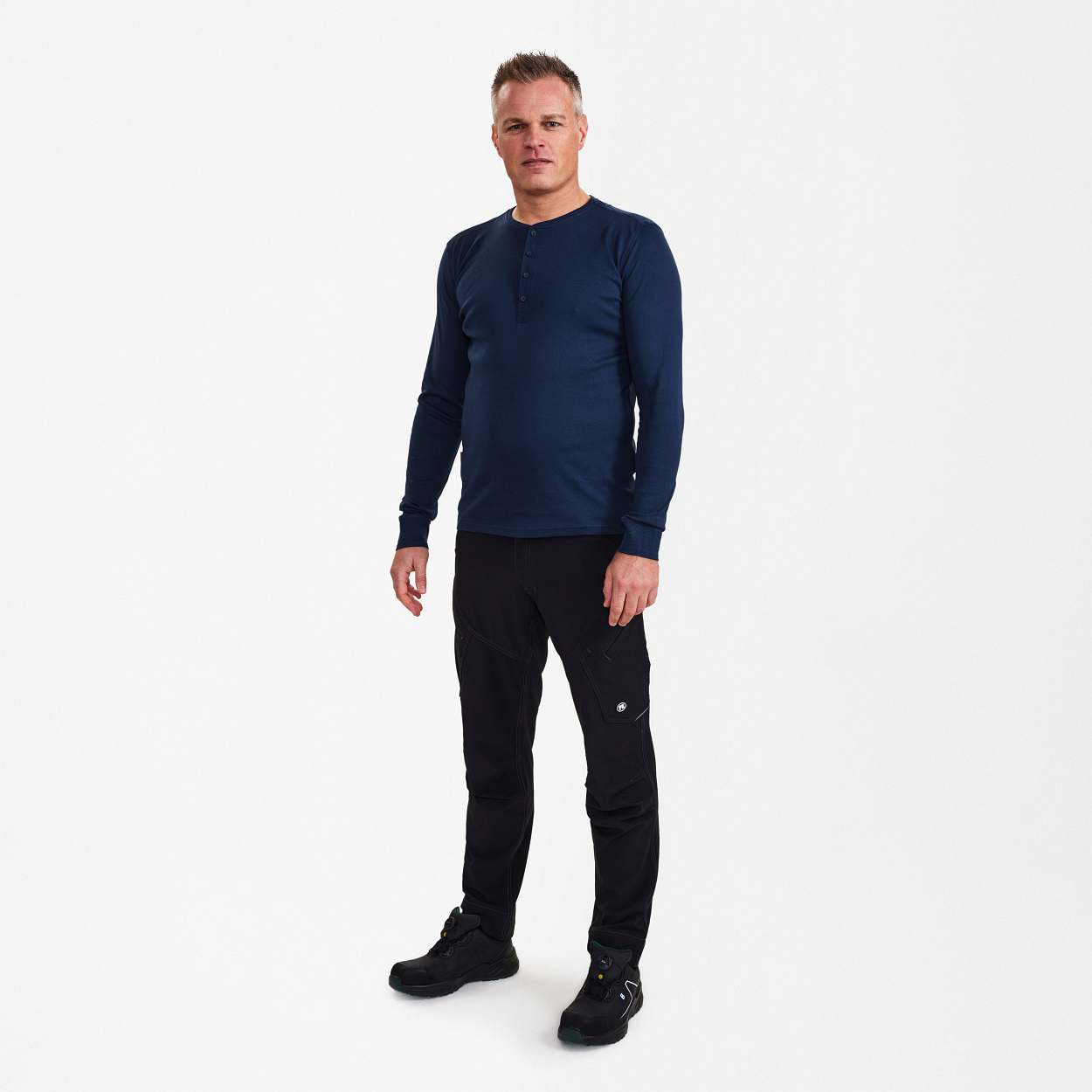 ENGEL Extend Grandad langarm-Shirt in Blue Ink, Größe XS