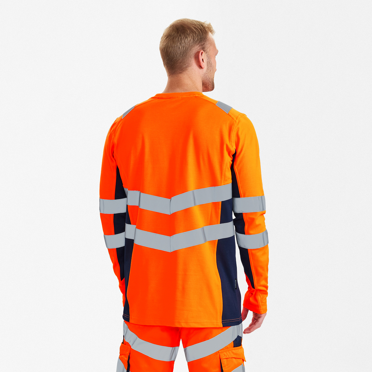 ENGEL Safety Langarm-Shirt in Orange/Blue ink, Größe XS