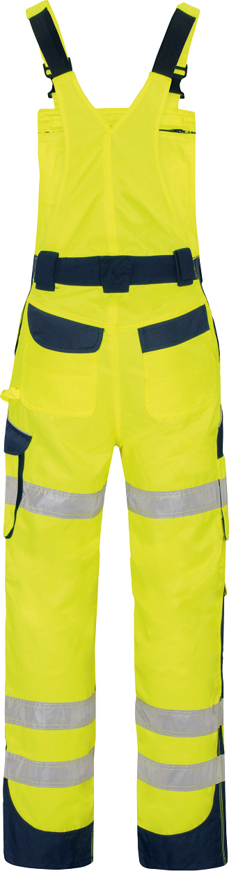 Warnschutz-Kontrast-Latzhose leuchtgelb-marine in Gr. 98 von Vizwell