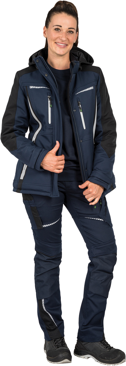 Damen Winter-Softshelljacke Marine/Schwarz FLXDI, Gr. 52 von Leibwächter
