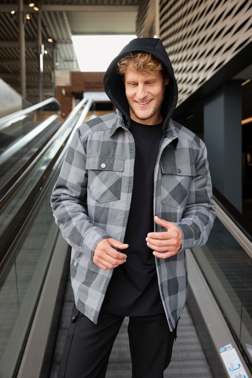 Workwear Check Shirt Jacket "JN1872" in Industrial-Green/Foggy-Grey, Größe 4XL - Daiber