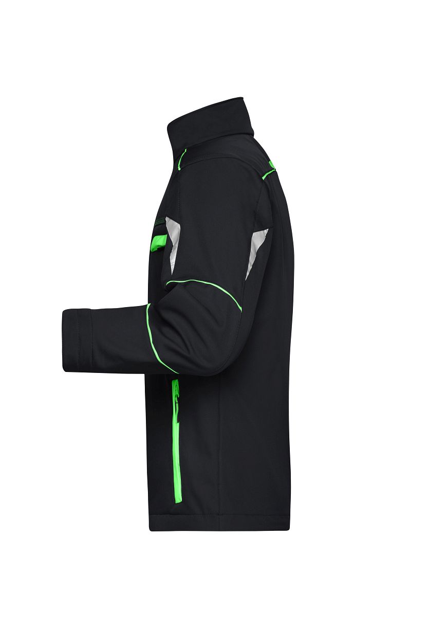 Workwear Softshell Jacket - COLOR - "JN851" in Black/Lime-Green, Größe 6XL - Daiber