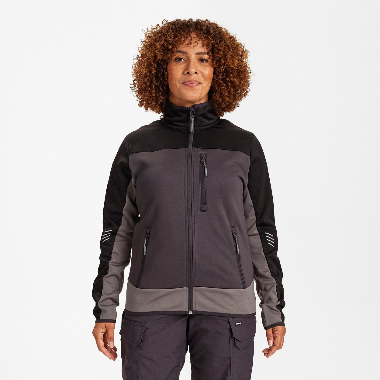 ENGEL Entire Damen Midlayer-Cardigan in Anthrazitgrau/Schwarz, Größe XS