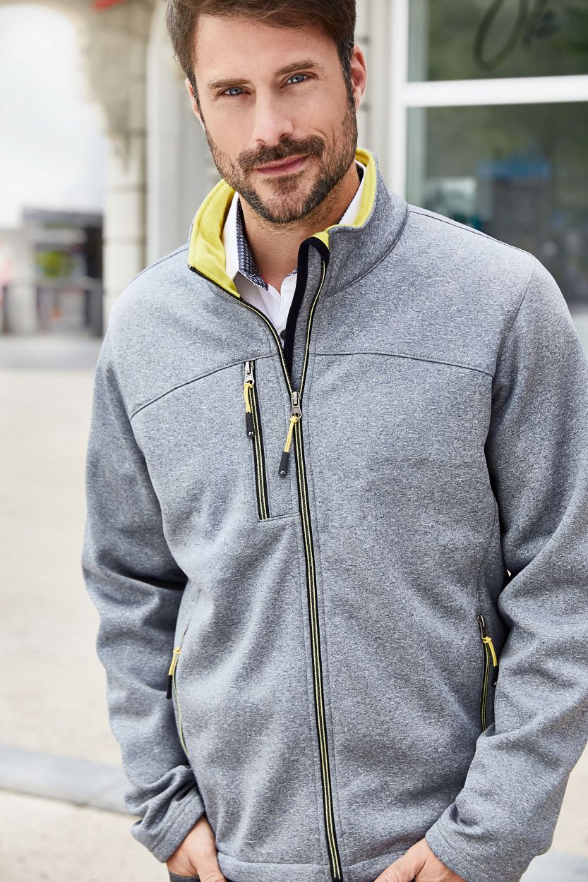 Men's Softshell Jacket "JN1148" in Dark-Melange/Yellow, Größe 3XL - Daiber