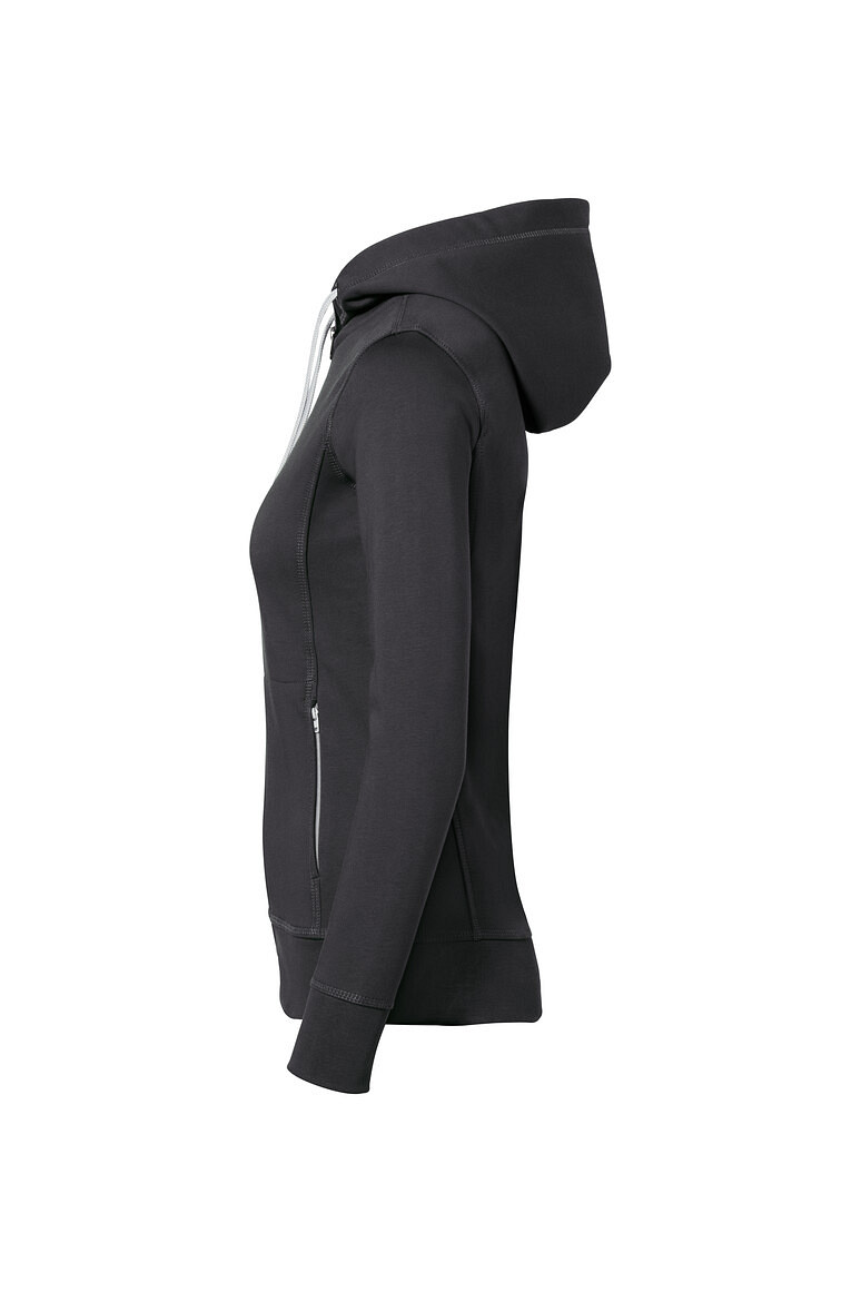 HAKRO Damen Kapuzenjacke Bonded ECO in Karbongrau/Silber, Größe 3XL