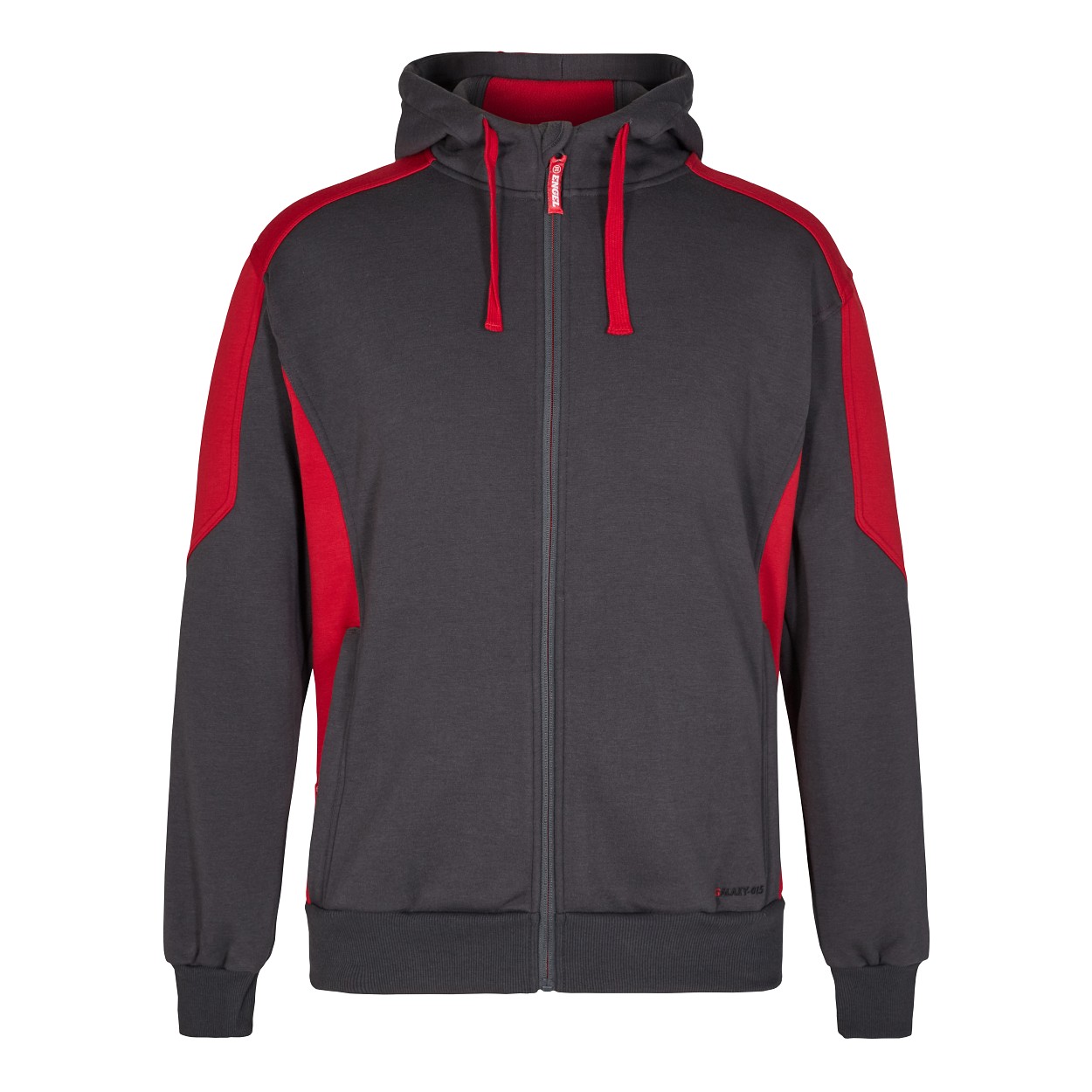 ENGEL Galaxy Sweatcardigan mit Kapuze in Anthrazit Grau/Tomato Red, Größe 2XL