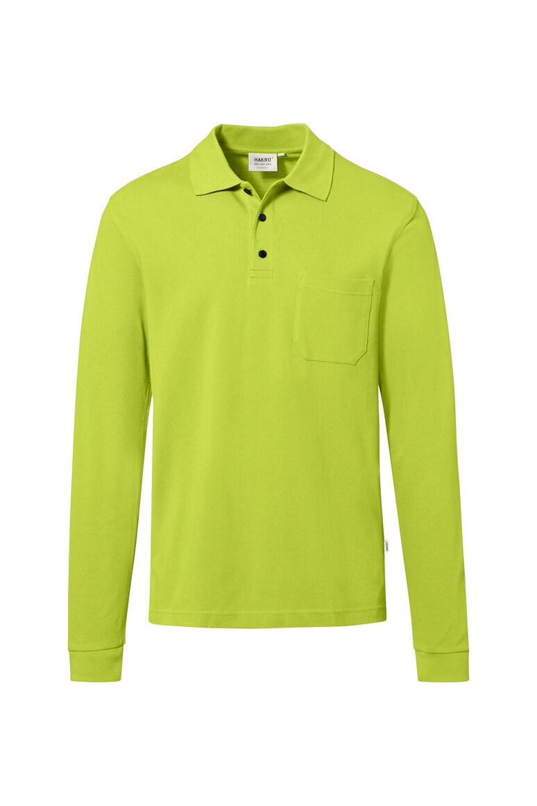 HAKRO 817 Pocket-Longsleeve-Polo MIKRALINAR® ECO in Kiwi, Größe 6XL