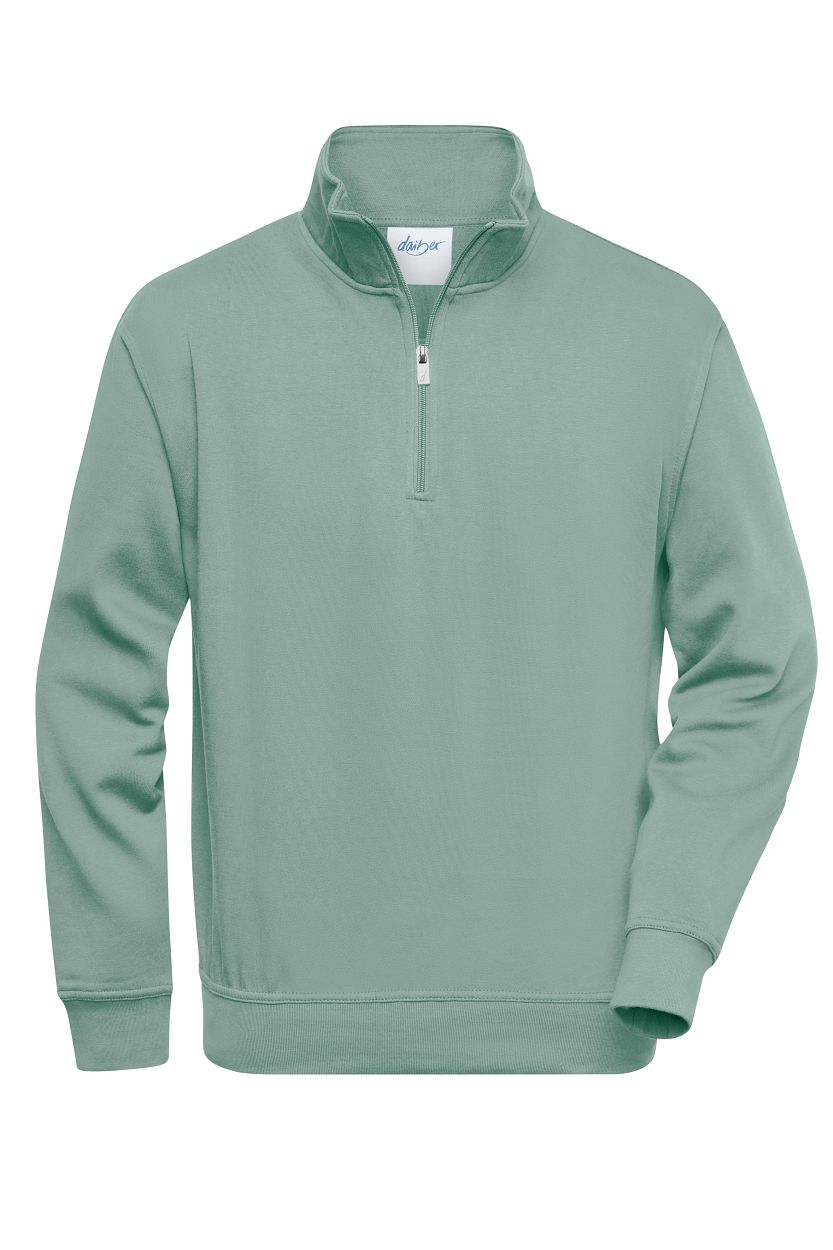 Workwear Half-Zip Sweat "JN831" in Foggy-Green, Größe 6XL - Daiber