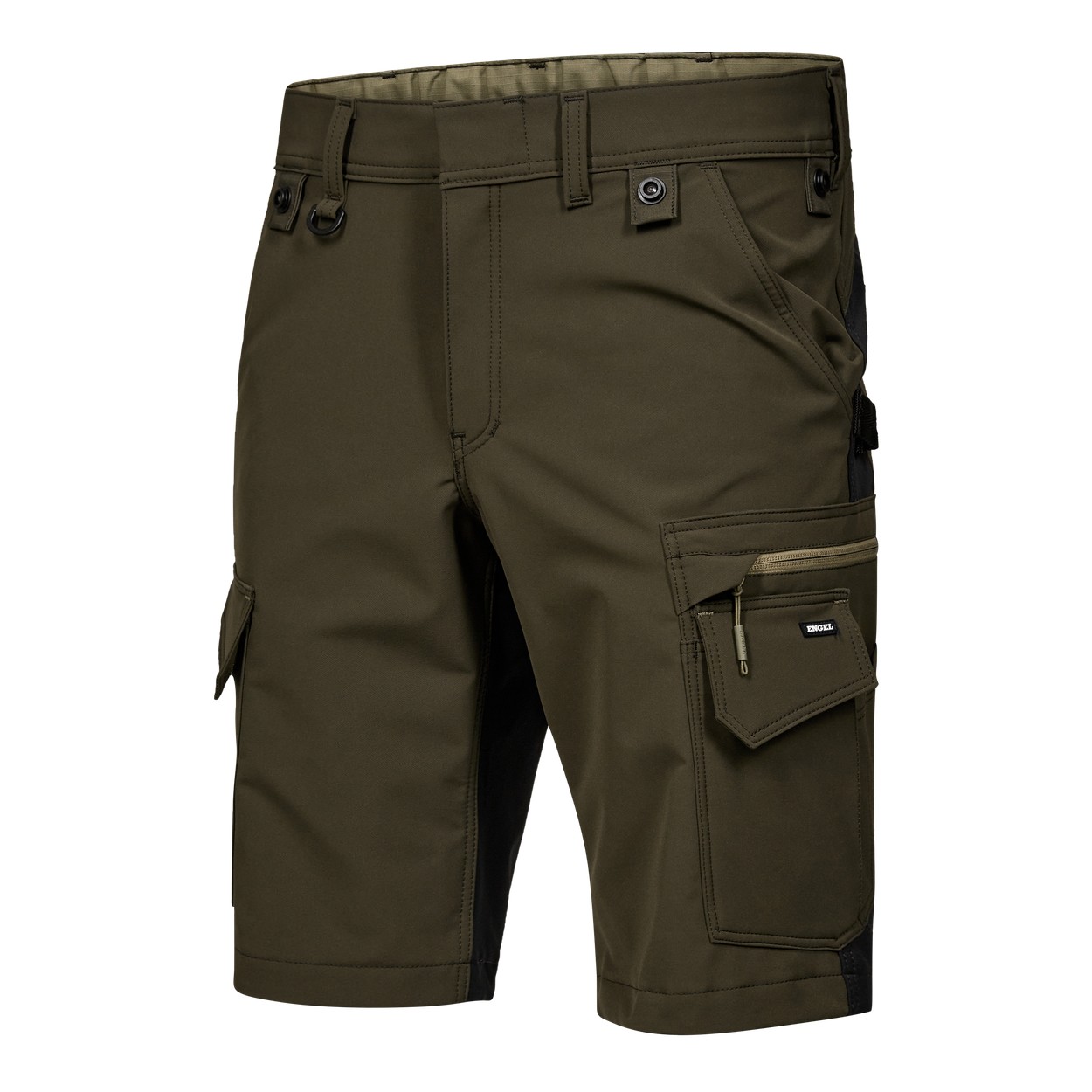 ENGEL Entire Arbeitsshorts mit 4-Wege-Stretch in Forest Green/Schwarz, Größe 54