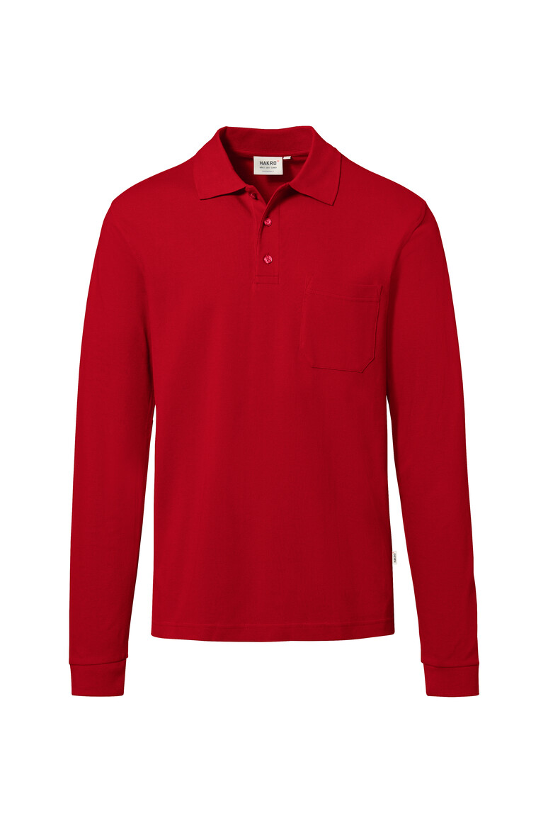 HAKRO 817 Pocket-Longsleeve-Polo MIKRALINAR® ECO in Rot, Größe 6XL