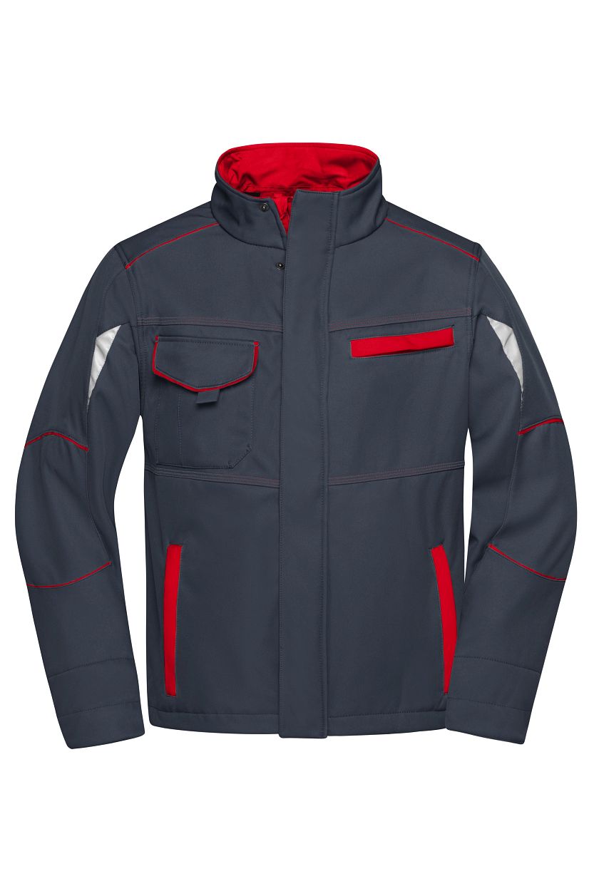 Workwear Softshell Jacket - COLOR - "JN851" in Carbon/Red, Größe 6XL - Daiber