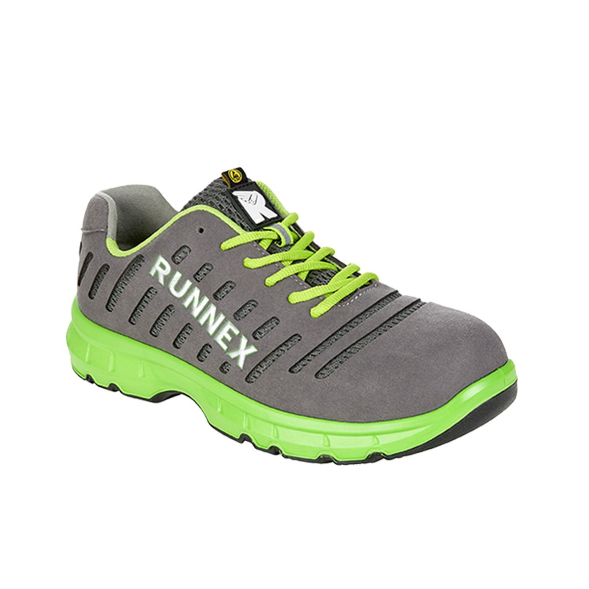 RUNNEX® S1P-ESD-Sicherheitshalbschuhe FlexStar in Grau / Grün, Gr. 52