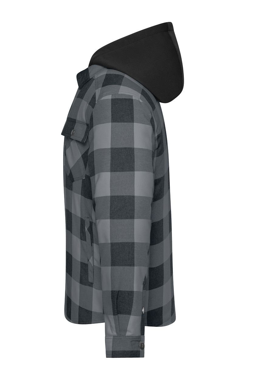 Workwear Check Shirt Jacket "JN1872" in Black/Metal-Grey, Größe 4XL - Daiber