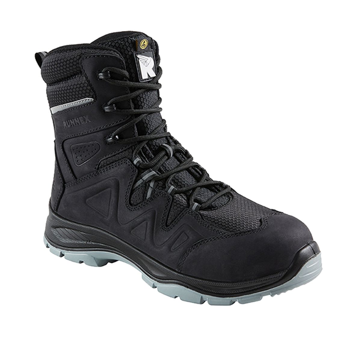 RUNNEX® S3S-Winter-ESD-Sicherheitsschnürstiefel SpecialStar in Schwarz / Grau, Gr. 48