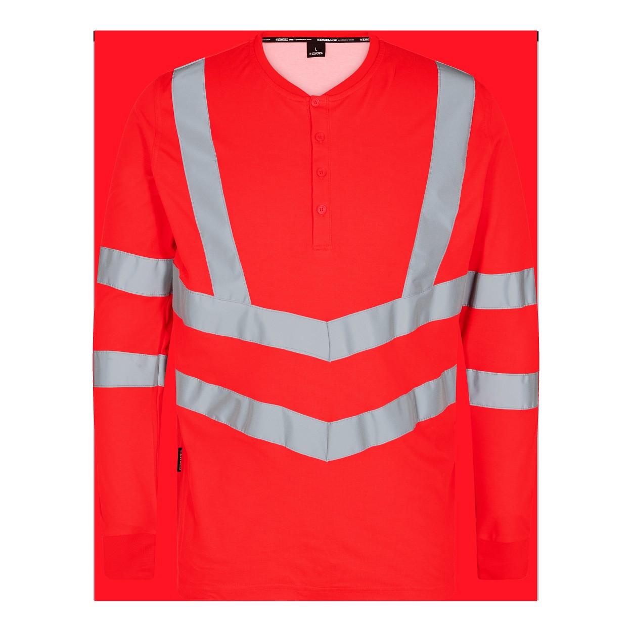 ENGEL Safety Grandad langarm-Shirt in Rot, Größe XS