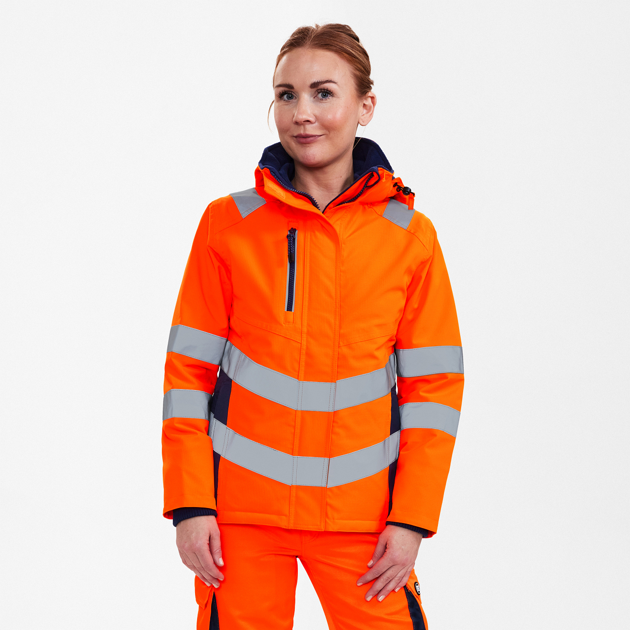 ENGEL Safety Damen Winterjacke in Orange/Blue ink, Größe XS