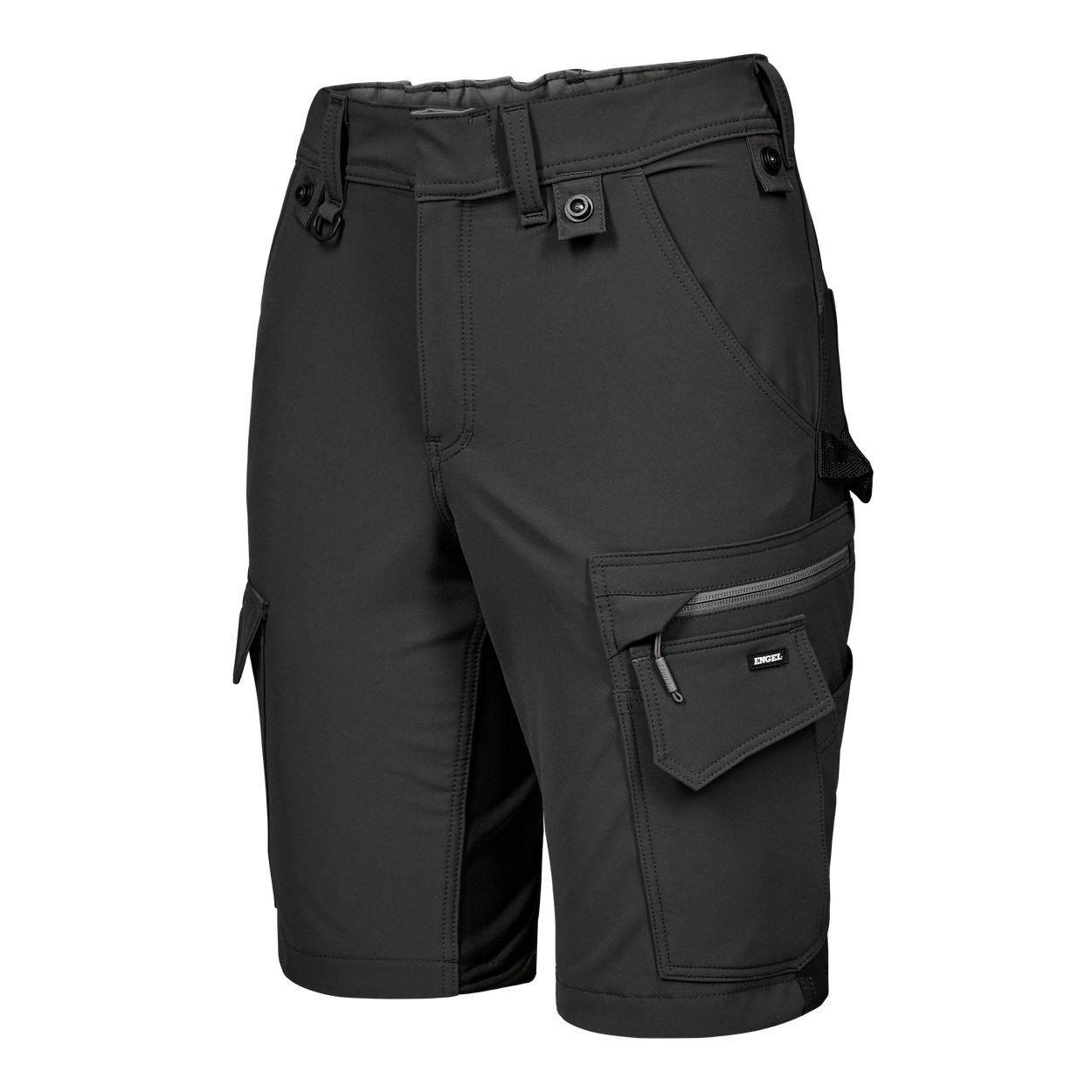 ENGEL Entire Damen Arbeitsshorts mit 4-Wege-Stretch in Anthrazitgrau/Schwarz, Größe 48