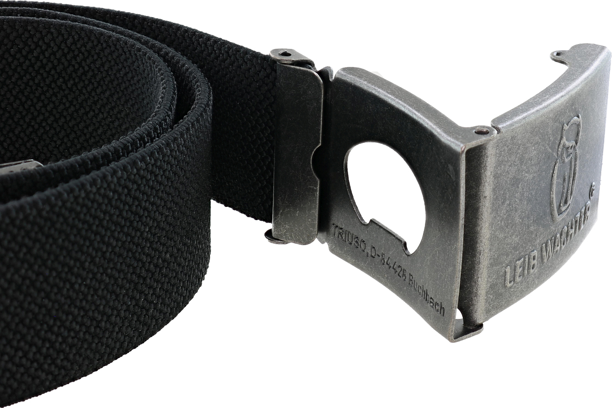 Stretchbandgürtel Schwarz mit Metallkoppel FLEXG70 Länge 90 cm von Leibwächter