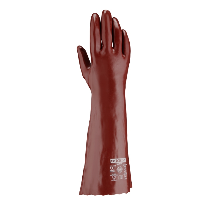 teXXor® topline Chemikalienschutz-Handschuhe PVC ROTBRAUN in Rot, Größe 10