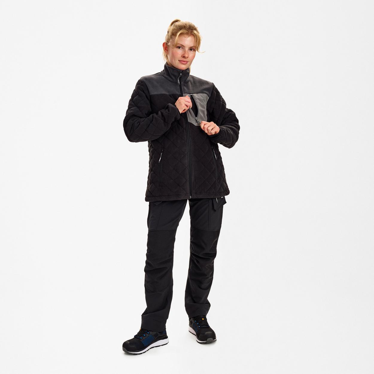 ENGEL Entire Damen Gestepptes-Fleecejacke in Schwarz/Anthrazit Grau, Größe XS