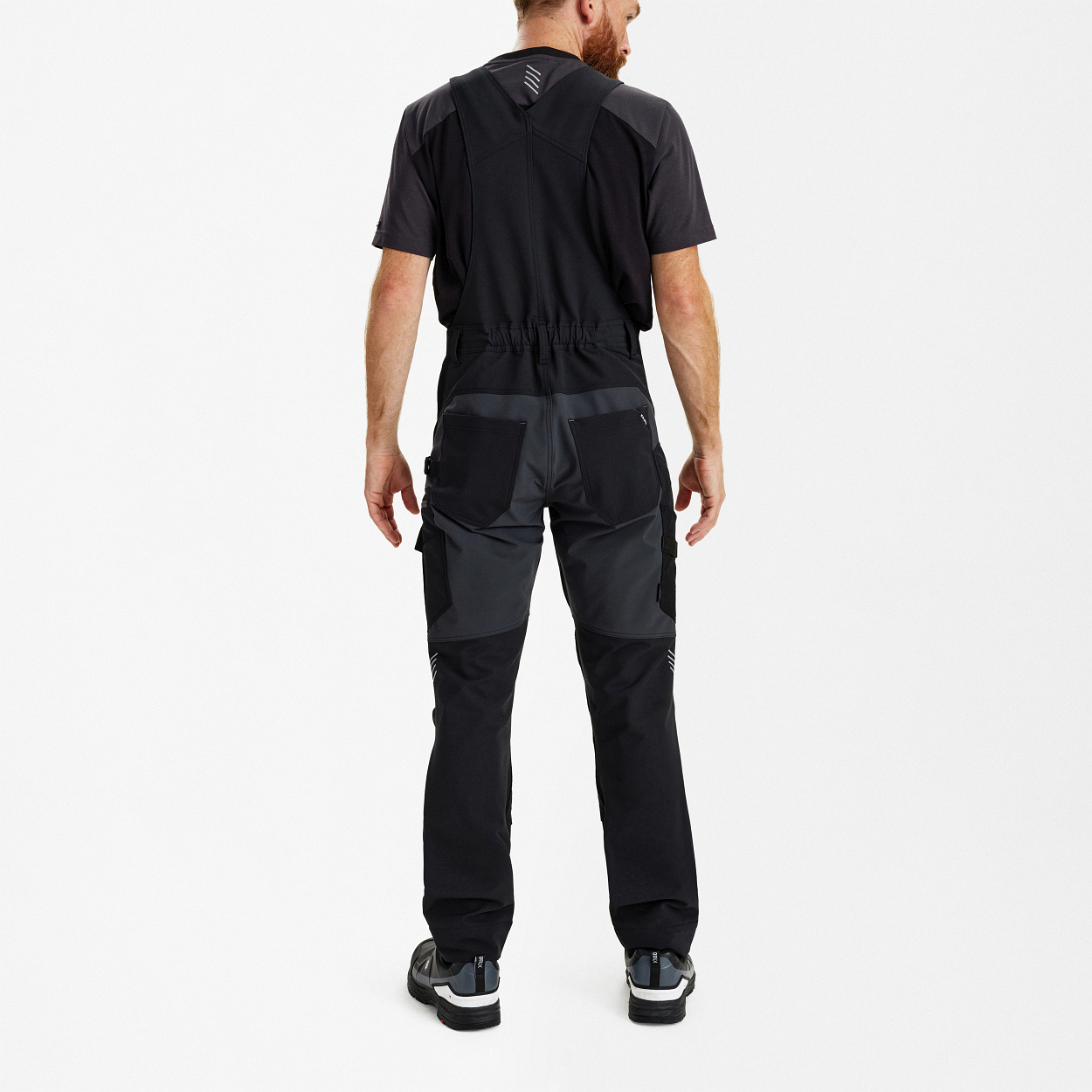 ENGEL Entire Latzhose mit 4-Wege-Stretch in Schwarz/Anthrazit Grau, Größe 26