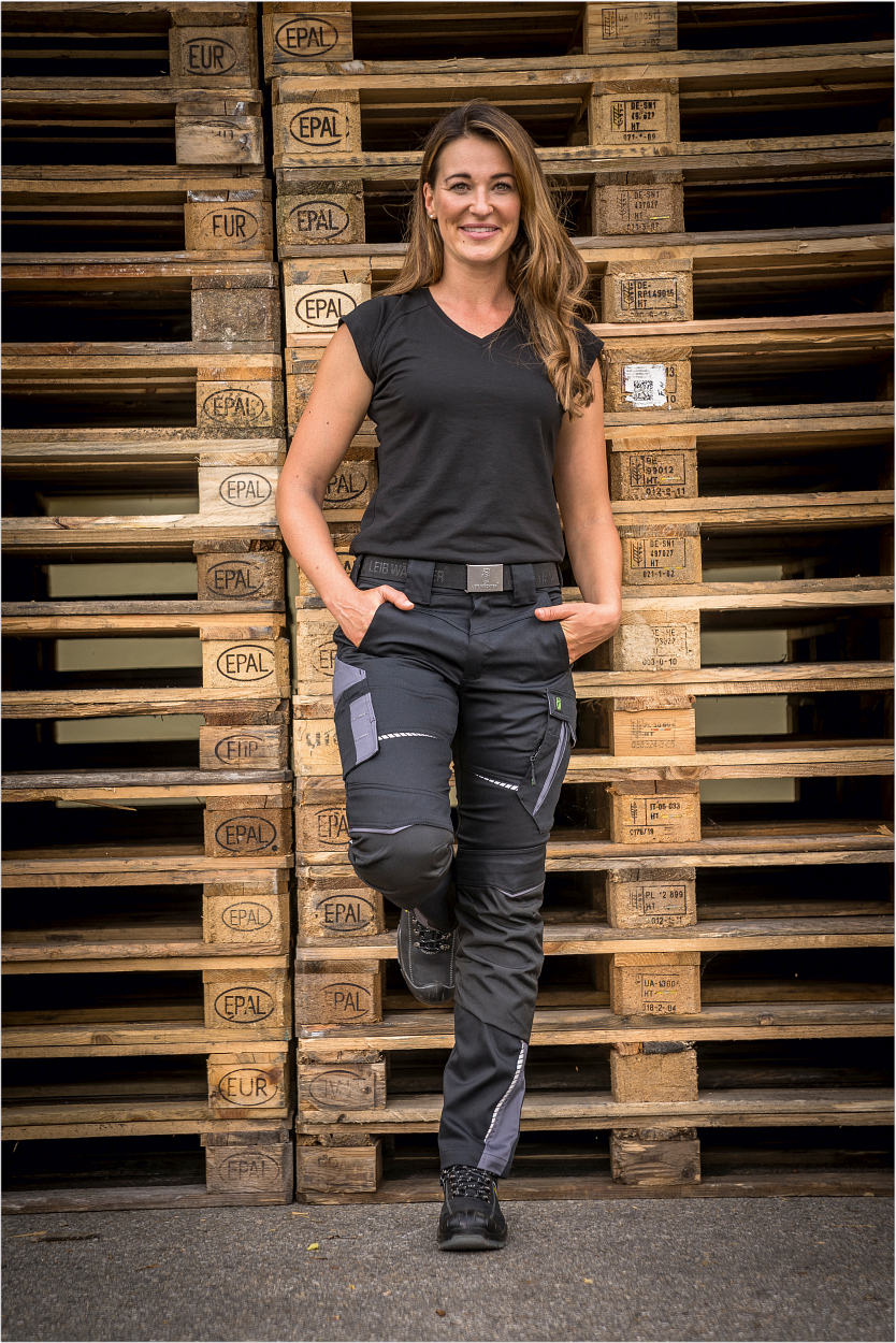 Damen-Bundhose Flex Line Schwarz/Grau FLXDH, Gr. 52 von Leibwächter